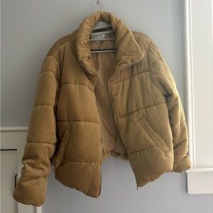 Tan Corduroy Puffer Jacket